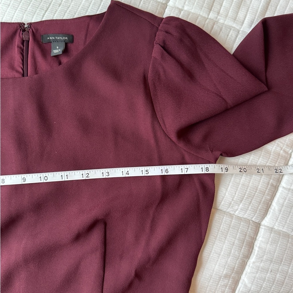 Ann Taylor burgundy dress with 3/4 sleeves, size 8 - Picture 6 of 11